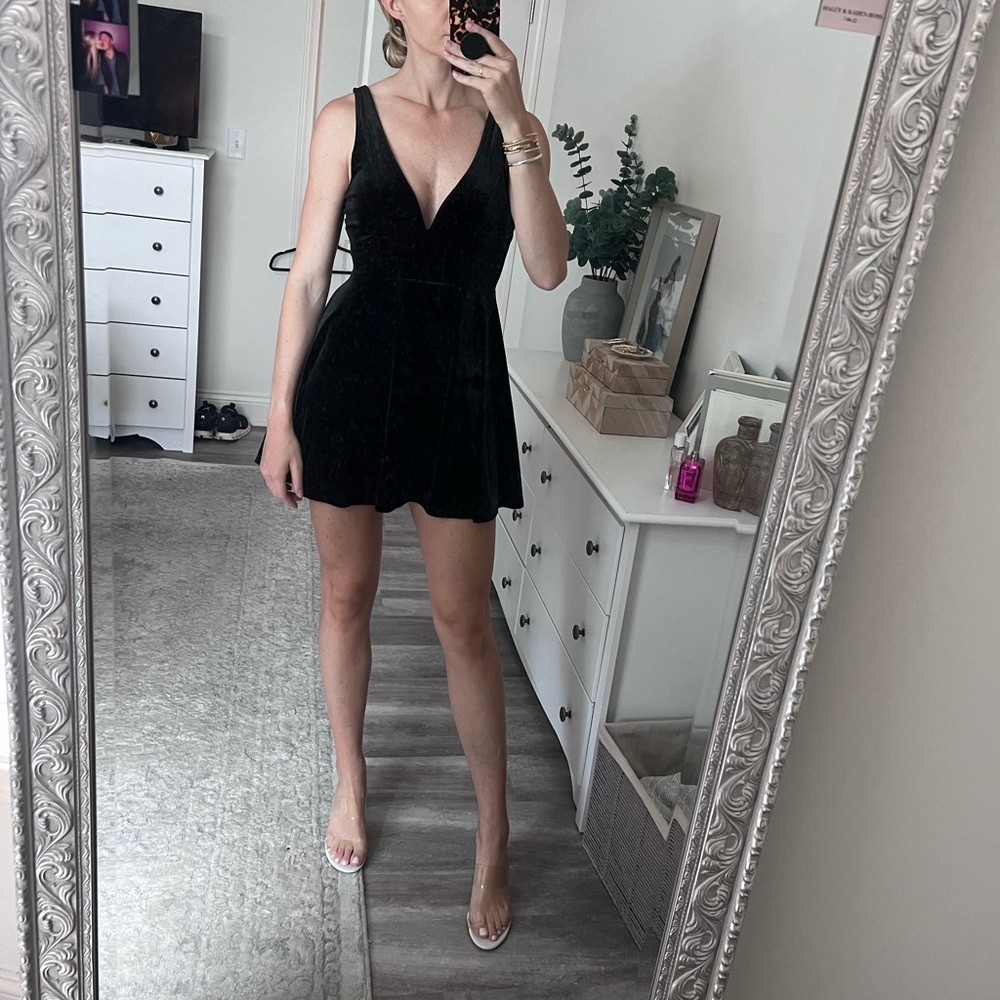 Velvet Black Romper Dress